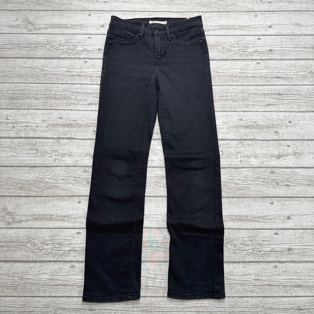Levi's 314 Jeans Women's 25 Black Faded Denim Shaping Straight Slim Fit Stretch